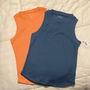 American Eagle Outfitters Blue and Orange Sleeveless Knit Tops
